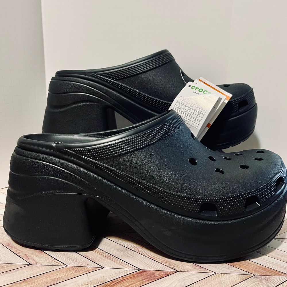 Crocs Siren Clog Women 13 Men 12 Black Platform High Heel Mules 208547-001 Goth